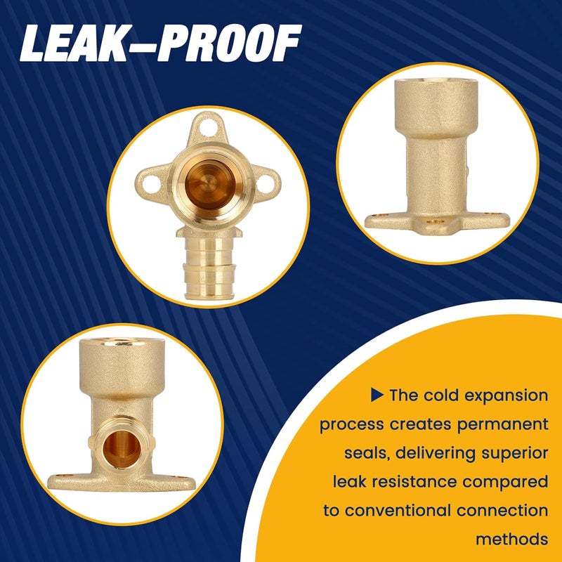 Abbiemo 10PCS PEX A Fitting Expansion 1/2" x 1/2" Female NPT Drop Ear Elbow Fittings - Lead-Free Brass, ASTM F1960 & NSF Certified, Anti-Leak Design for PEX-A Tubing - Image 5